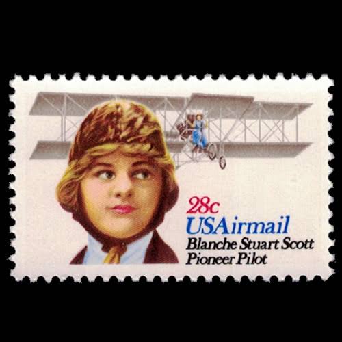 1980 USPS Commemorative Airmail Stamp depicting Blanche Stuart Scott