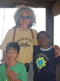Dr. Jane Aronson with sons, Ben and Des.